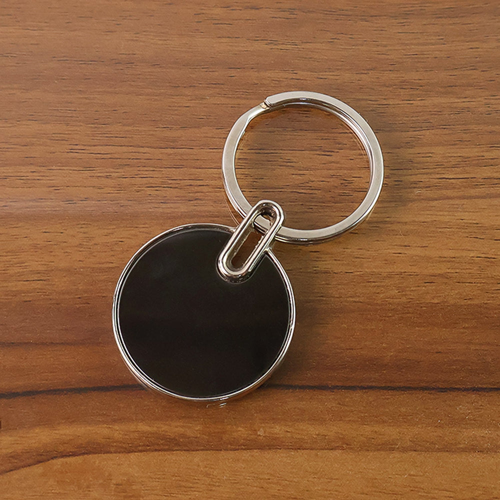 Black Round Metal Keychain - Durable Minimalist Key Organizer - product image