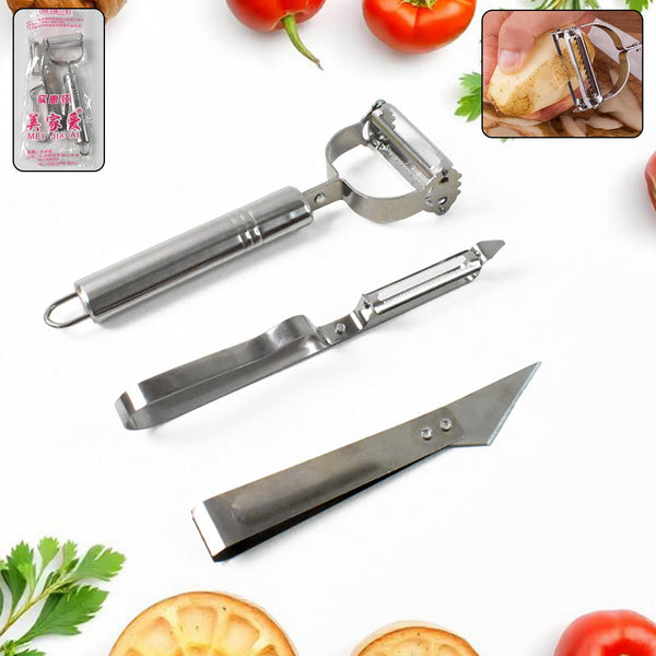 Stainless Steel 3-in-1 Vegetable Peeler Set Kitchen Storage Organizer Solution