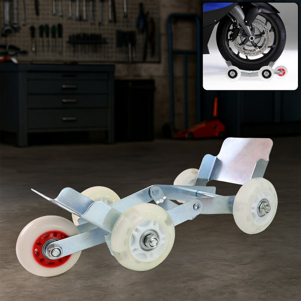 Motorcycle Front Wheel Parking Roller Stand - Heavy-Duty Metal Frame - product image