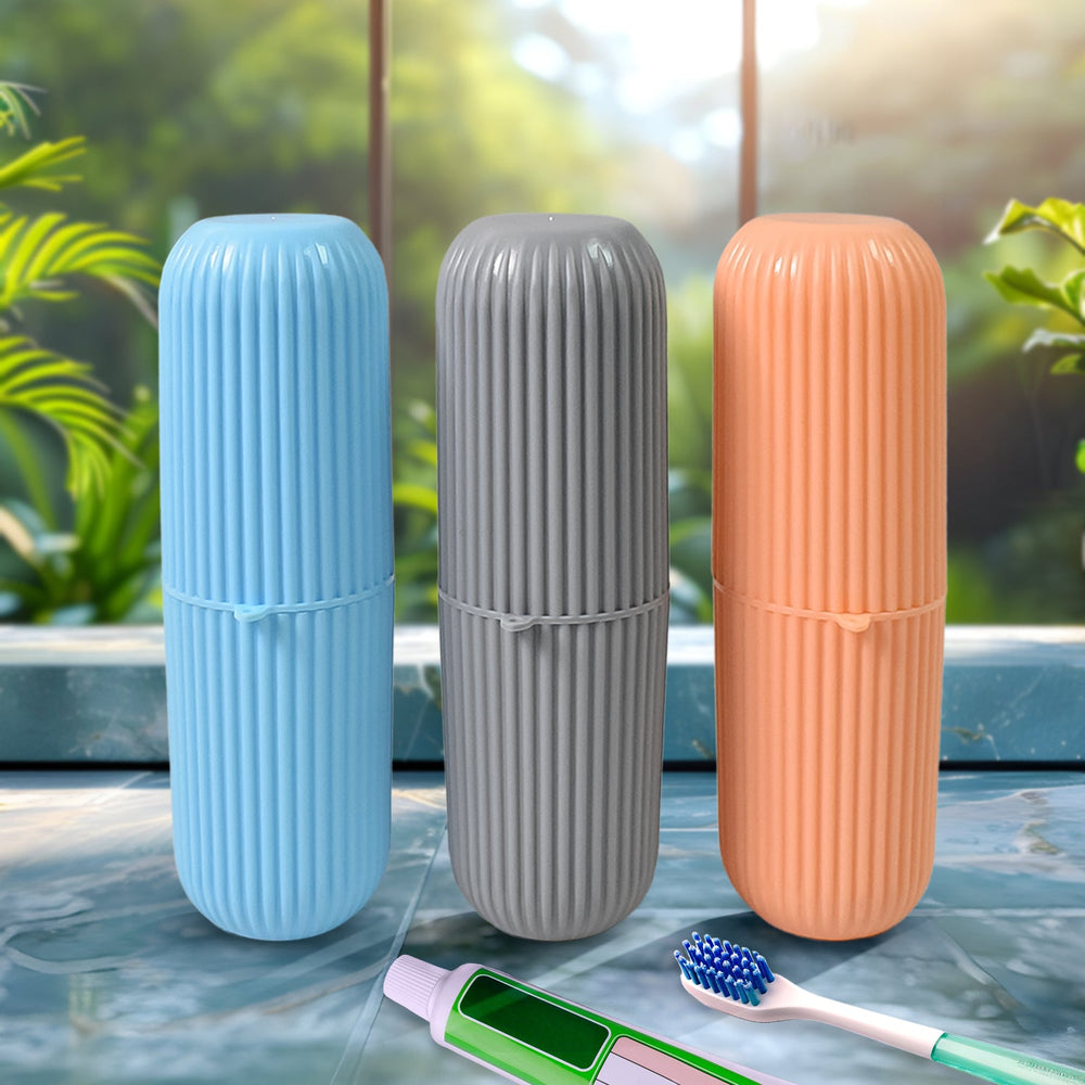 Travel Toothbrush Holder – 3 Pc Multicolor Kit | Konvex Your Brand