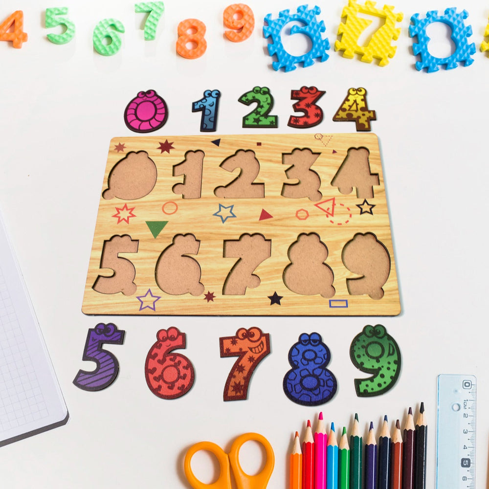 Wooden Number Puzzle Home Organization Storage Solution Storage