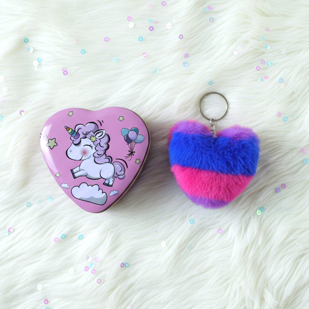 Heart Shape Gift Box & Plush Keychain Multipurpose Storage Organizer Container