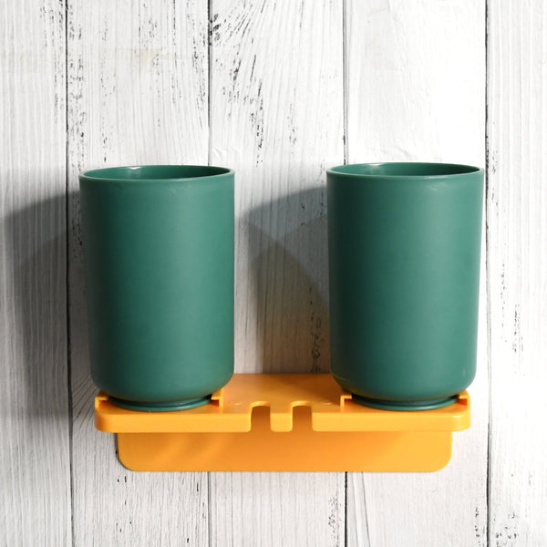 Wall Mount Toothbrush Holder – 2 Cups, Self-Adhesive | BrushedUp Your Brand
