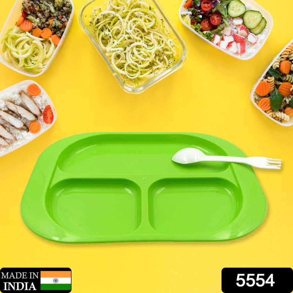 3-Compartment Food Plate Kitchen Storage Organizer Solution Storage