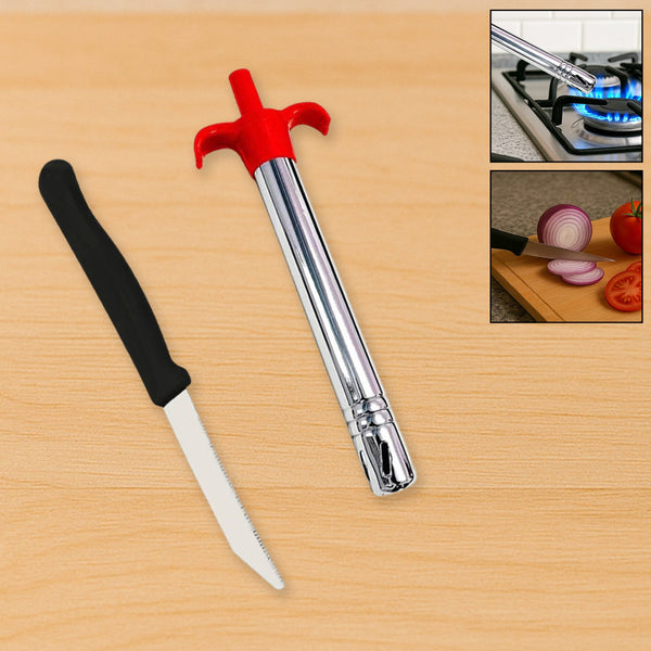 Stainless Steel Gas Lighter & Knife Set Kitchen Storage Organizer Solution