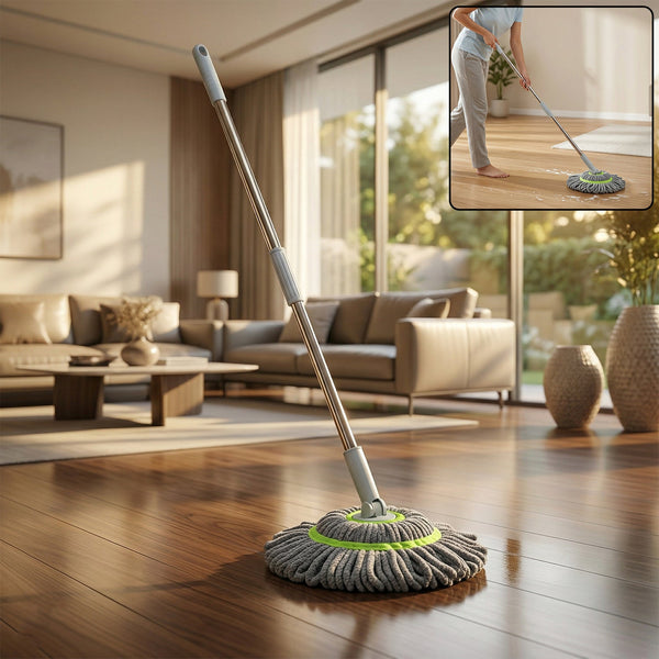 360° Spin Mop – Adjustable Handle & Microfiber Head for Effortless Cleaning Your Brand