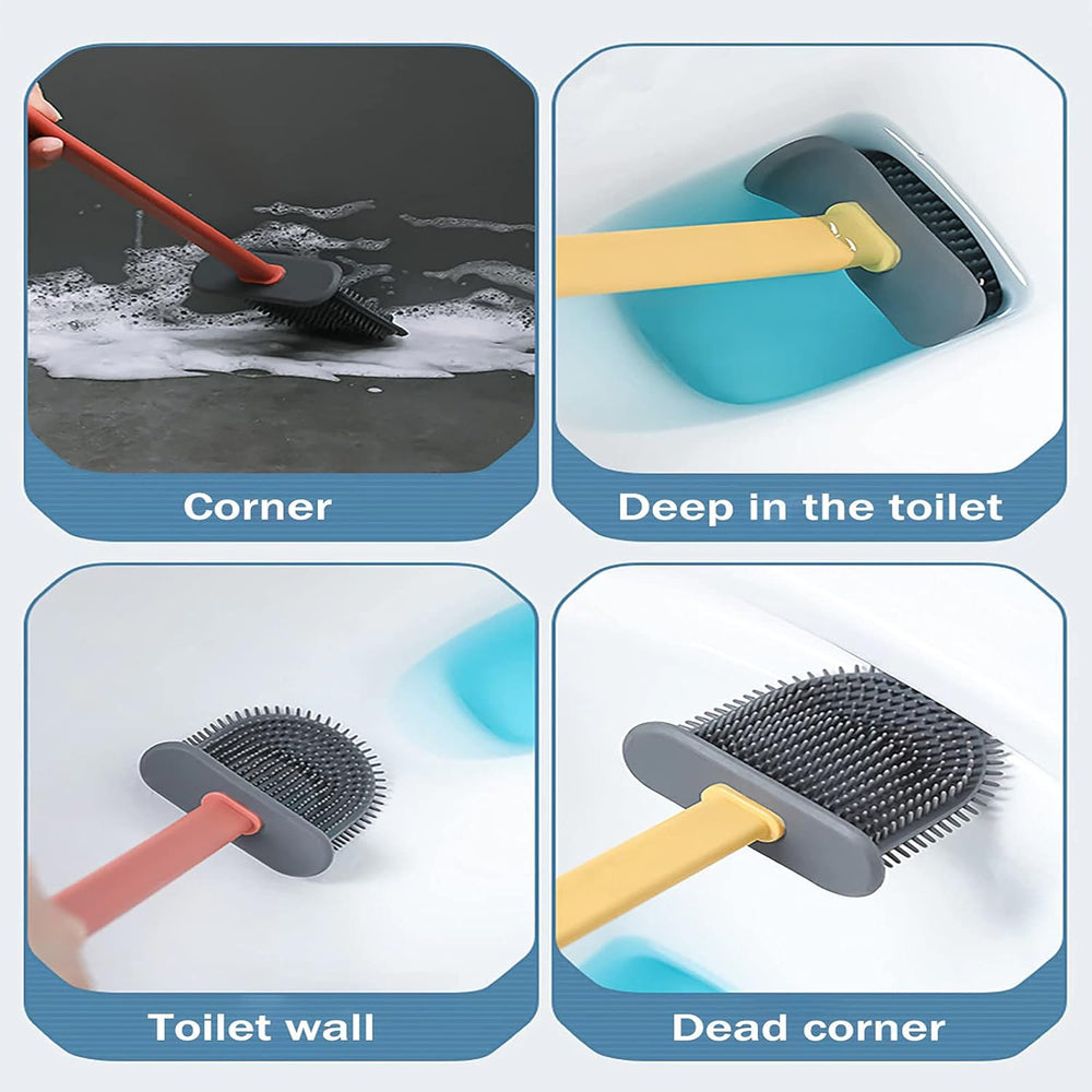 Silicone Toilet Brush – Quick-Dry Holder, Flexible Bristles | Velvet Wipe Your Brand