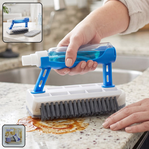 3 in 1 Multi Purpose Cleaning Brush with Soap Dispenser Sponge Scrubber (1 Pc) Your Brand