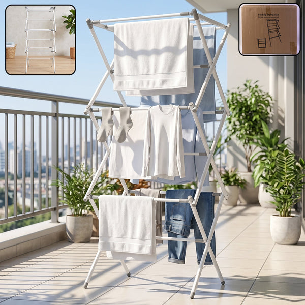 3 Tier Folding Clothes Drying Rack Laundry Cloth Dryer Stand for Ba... Your Brand