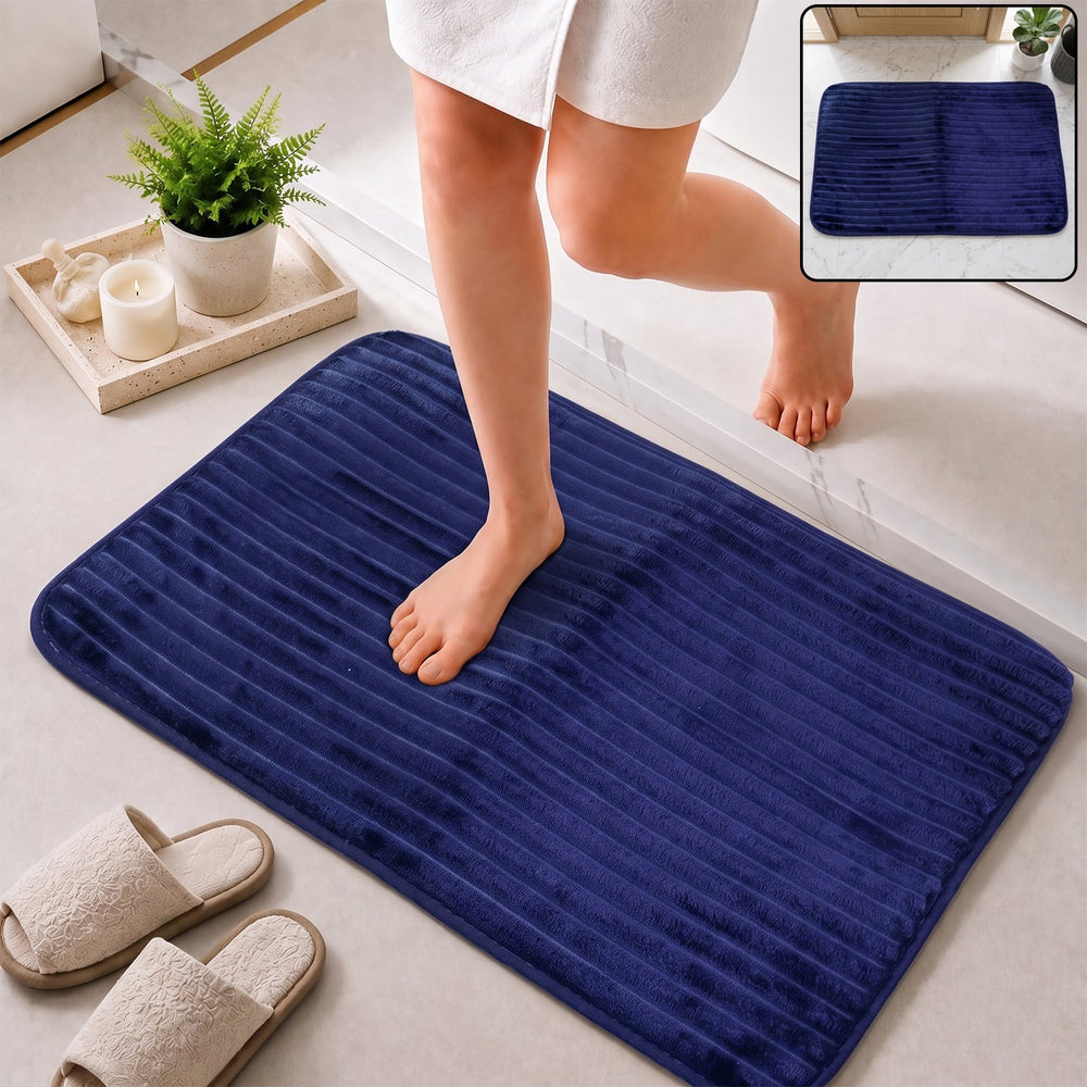 Anti Slip Soft Carpet Mat 60 x 39 Cm Memory Foam Bath Mat Absorbent (1 Pc) Your Brand