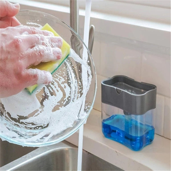 2-in-1 Soap Dispenser – Countertop Sponge Caddy for Kitchen | VelvetBubbles Your Brand