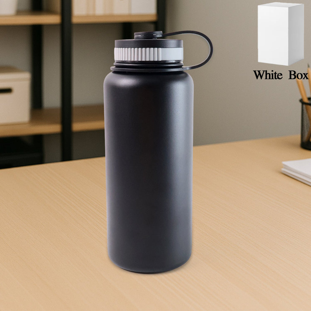 Black Vacuum-Insulated Stainless Steel Water Bottle Home Organization Storage Solution