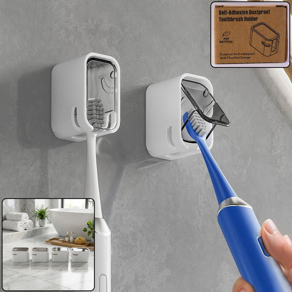 Self Adhesive Dustproof Toothbrush Holder – Space-saving Wall Mount Your Brand