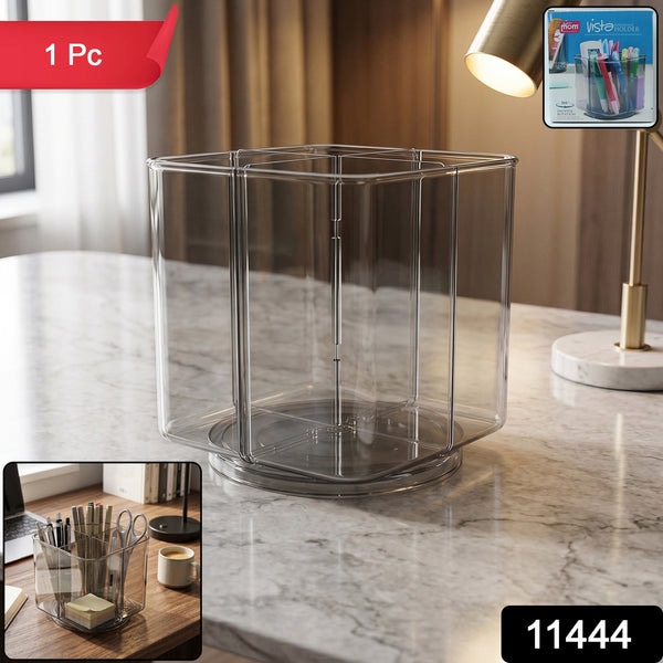 Desk Organizer – 360° Rotating Acrylic Pen Stand for Workspace Your Brand