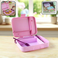 Leak Proof Lunch Box with 3 Compartments and Spoon Set Multipurpose Storage