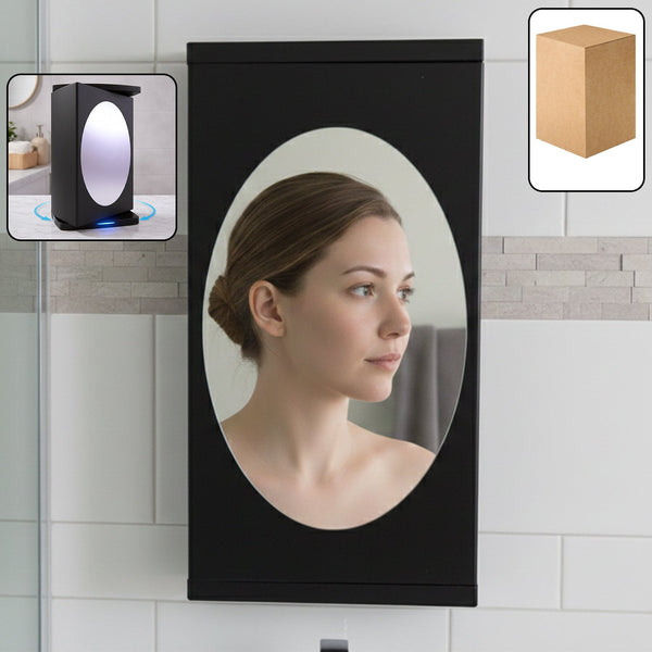 Rotating Storage Cabinet with Mirror – Space-Saving Wall Organizer