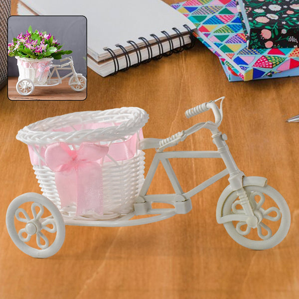 Bicycle Flower Pot Stand - Lightweight Plastic Home Decor Accent - product image