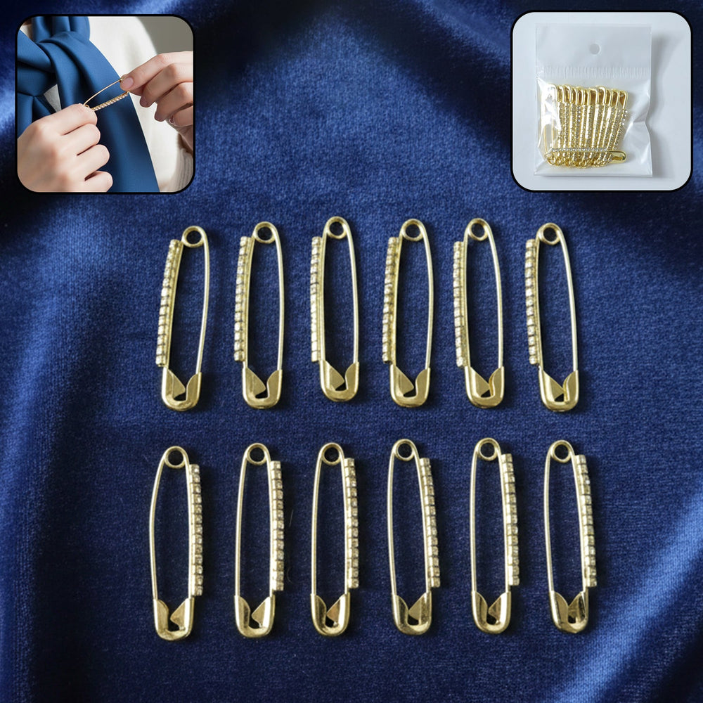 Golden Safety Pin Brooch Set Bedroom Organization Furniture Storage