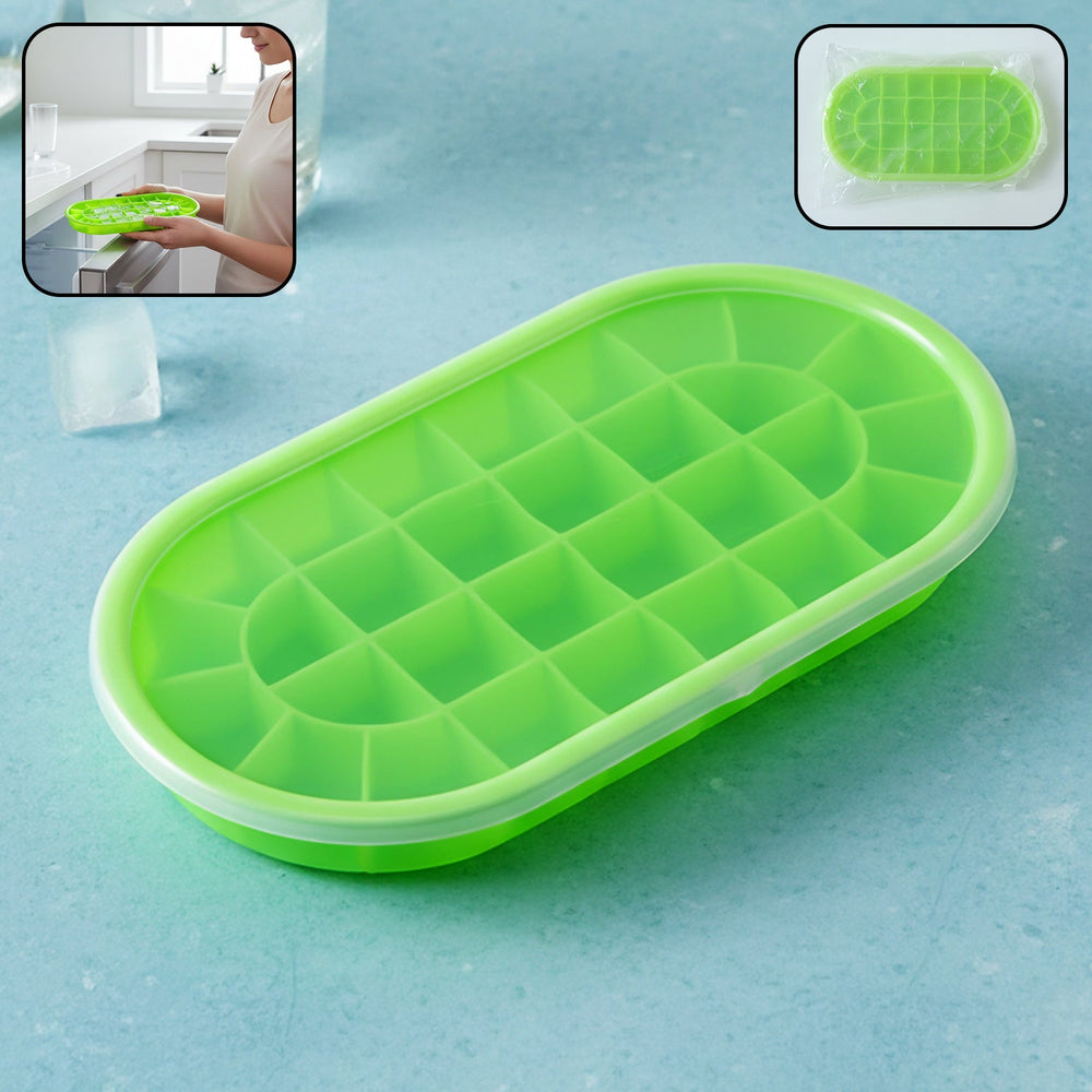 Oval Silicone Ice Cube Tray Kitchen Storage Organizer Solution