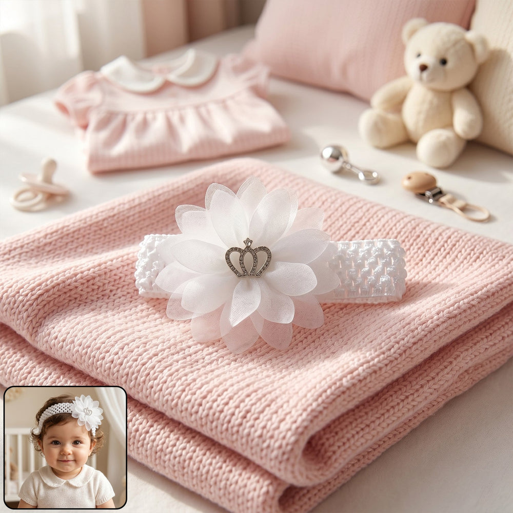 Baby Hair Headband – Soft Elastic Floral Crown Accessory Your Brand