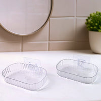 Transparent Wall Mounted Soap Dish Holder - Self Adhesive 2 Pc - product image