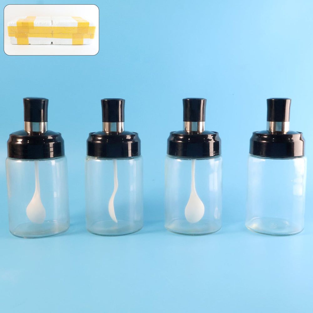Transparent Spice Jar Set with Spoon Kitchen Storage Organizer Solution