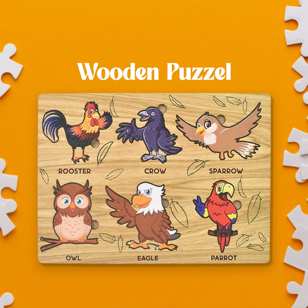 Wooden Bird Puzzle Home Organization Storage Solution Storage