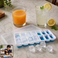 Multipurpose Plastic Ice Cube Tray Ð 14-Grid with Lid for Ea Home