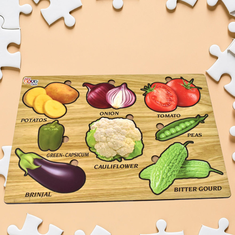 Wooden Vegetable Puzzle Home Organization Storage Solution Storage