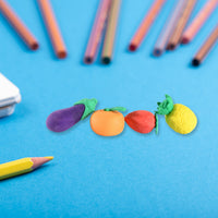 Detailed view of the colorful 3D eraser set for children, highlighting textures.