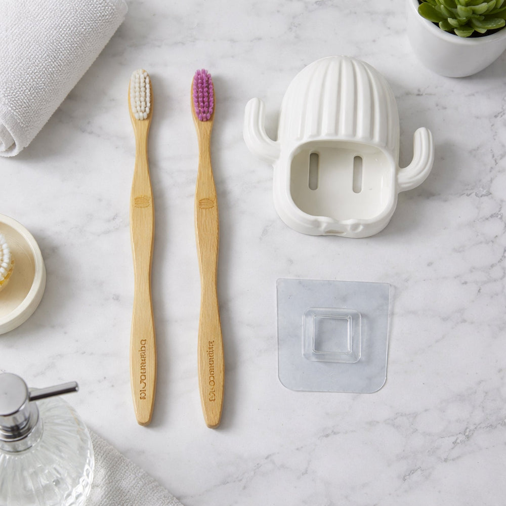 Wall Mounted Toothbrush Holder Set Multipurpose Storage Organizer Container
