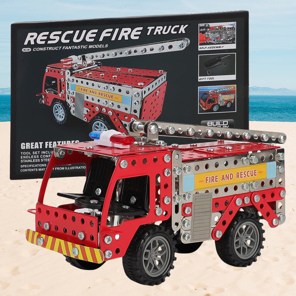 Metal Fire Truck Building Blocks Home Organization Storage Solution