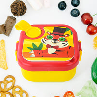 Open view of stainless steel kids lunch box shows spacious compartment
