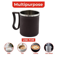 Multipurpose insulated mug in a green hue, perfect for carrying hot or cold beverages.