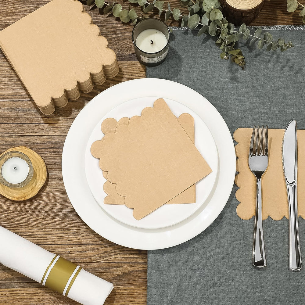 Scalloped Edge Tissue Napkins - Elegant 120 Pc 2-Ply Set - product image