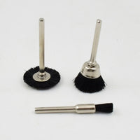 Close-up of the durable, high-quality brass bristles on a wire wheel for cleaning.