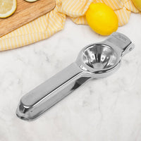 Polished stainless steel manual lemon squeezer with sturdy design