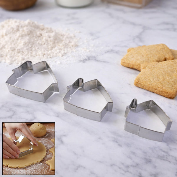 Stainless Steel House Shape Cookie Cutter Set Ð 3 Durable Baking Molds