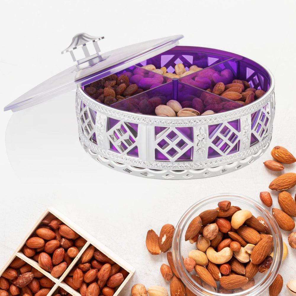 Silver Dry Fruit Box Multipurpose Storage Organizer Container