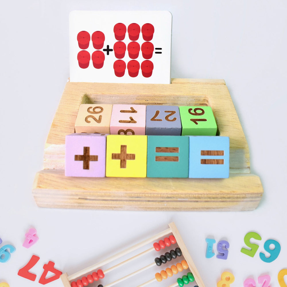 Wooden Math Game for Kids Home Organization Storage Solution