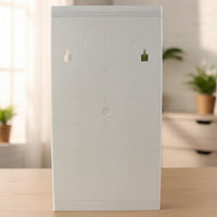 Compact multipurpose bathroom storage unit with rotating mirror door
