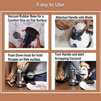 Coconut scraper featuring ergonomic handle for comfortable kitchen use