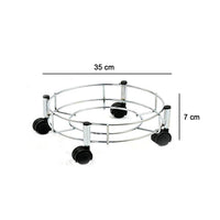 Compact gas cylinder trolley with four swivel wheels for easy maneuverability
