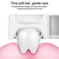 Child-friendly U-shape silicone toothbrush with a playful star handle, perfect for toddlers learning to brush.