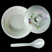 32-piece plastic dinner set showing a complete collection of tableware.
