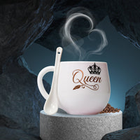 Elegant multi-design plastic mug with a comfortable handle and spoon.
