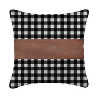 Elegant design of a faux leather and cotton pillow cover enhancing a bedroom.