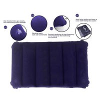 Neatly packaged blue inflatable travel pillow, ready for gifting or storage.