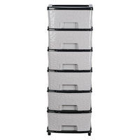 Stone wave design textured plastic drawers on 6-layer storage cabinet