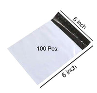 Stack of 06x06 inch tamper-evident shipping bags, highlighting the pack of 100 quantity.